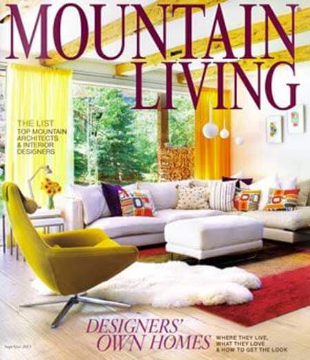 2013 Mountain living magazine cover. The list top mountain archetics and interior designers. Designers own homes.